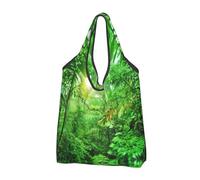 CHANGLEI Tropical Wilderness Sac de courses réutilisable pliable avec imprimé intégral Sac d'épicerie imperméable Pochette de transport compacte Capacité 22,7 kg Respectueux de l'environnement Lavable
