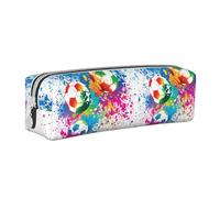 CHANGLEI Trousse à crayons colorée en cuir avec motif de football, légère et compacte, blanc, Taille unique, Organiseur de sac