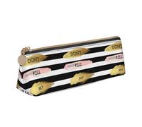 CHANGLEI Trousse à crayons en cuir avec inscription « Don't Kill My Vibe » pour filles et garçons - Motif à rayures, blanc, Taille unique, Organiseur de sac