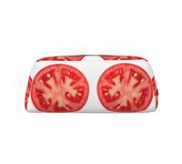 CHANGLEI Trousse à crayons en cuir personnalisée avec tranche de tomate pour filles et garçons, trousse à crayons légère imprimée, Argenté., Taille unique, Organiseur de sac