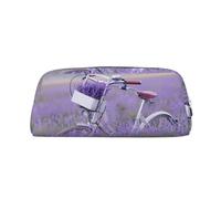 CHANGLEI Trousse à crayons en cuir personnalisée motif vélo de terrain lavande pour filles et garçons, trousse à crayons légère imprimée, Argenté., Taille unique, Organiseur de sac