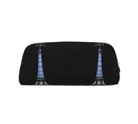 CHANGLEI Trousse à crayons en cuir personnalisée Tour Eiffel pour filles et garçons, trousse à crayons légère imprimée, Argenté., Taille unique, Organiseur de sac