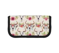 CHANGLEI Trousse à crayons en toile robuste avec motif imprimé sur le thème du coureur et taureau avec double fermeture éclair, bordure noire contrastée, organiseur multi-usage