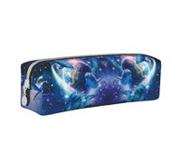 CHANGLEI Trousse à crayons mignonne en cuir imprimé dauphins galaxie légère et compacte, blanc, Taille unique, Organiseur de sac