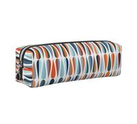 CHANGLEI Trousse à crayons moderne du milieu du siècle avec motif goutte minimaliste imprimé sur toute la surface en cuir PVC avec fermeture éclair et doublure douce, Argenté., One Size, Trousse à