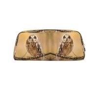 CHANGLEI Trousse à crayons personnalisée en cuir avec motif hibou debout sur l'arbre pour filles et garçons, trousse à crayons légère imprimée, Argenté., Taille unique, Organiseur de sac