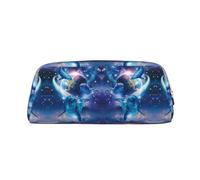 CHANGLEI Trousse à crayons personnalisée en cuir pour filles et garçons, motif dauphins galaxie, doré, Taille unique, Organiseur de sac