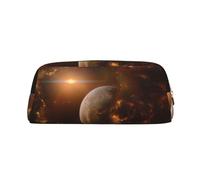 CHANGLEI Trousse à crayons personnalisée en cuir pour filles et garçons, motif galaxie et planète, trousse à crayons légère imprimée, doré, Taille unique, Organiseur de sac