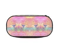 CHANGLEI Trousse à crayons queue de sirène à double fermeture éclair avec 4 emplacements pour stylos et poche en maille, légère et durable, en polyester imprimé, pour l'école, le bureau ou le