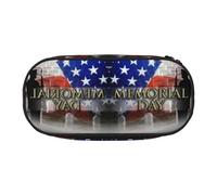 CHANGLEI Trousse à crayons US Military Soldiers Patriotic Memorial Day à double fermeture éclair avec 4 emplacements pour stylos et poche en maille, trousse à crayons imprimée légère et durable en