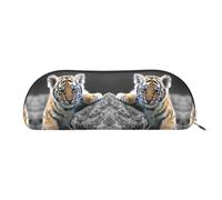 CHANGLEI Trousse de rangement en cuir avec motif de tigre mignon - Sac de rangement léger pour papeterie et cosmétiques, Argenté., Taille unique, Organiseur de sac
