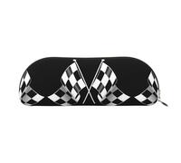 CHANGLEI Trousse de rangement en cuir avec motif drapeau à carreaux Noir/blanc, doré, Taille unique, Organiseur de sac