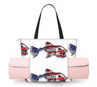 CHANGLEI Usa Bone Fish Sac de tapis de yoga pour femme avec impression intégrale, sac de gym en polyester léger, poche ouverte sur le devant pour tapis de yoga, serviette