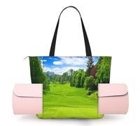 CHANGLEI Vancouver Golf Course Sac de tapis de yoga pour femme avec impression intégrale, sac de gym léger en polyester, poche avant ouverte pour tapis de yoga, serviette
