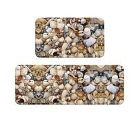 CHANGLEI Various Shells Lot de 2 tapis de cuisine en velours cristal, doux, absorbants, antidérapants, résistants à l'eau (imprimé intégral)