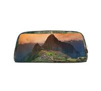 CHANGLEI Village On The Top of The Hill - Trousse à crayons personnalisée en cuir pour filles et garçons, trousse à crayons légère imprimée, Argenté., Taille unique, Organiseur de sac