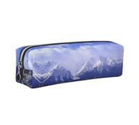 CHANGLEI White Mountain View Trousse à crayons minimaliste en cuir PVC avec fermeture éclair et doublure douce, Argenté., One Size, Trousse à crayons