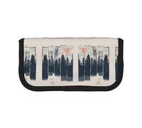CHANGLEI Wilderness Fox Art Trousse à crayons en toile robuste avec motif imprimé complet, double fermeture éclair, bordure noire, organiseur multi-usage