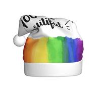 CHANGLEI You Are Beautiful Adult Christmas Hat with Pom Pom Print Festive Santa Hat For Christmas Party New Year Polyester Doux Fluffy