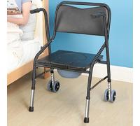CHANGLKJ Chaise Percée Mobile, Chaise De Toilette Multifonctionnelle, Siège De Toilette pour Personnes Handicapées avec Grand Seau, Structure Robuste en Aluminium Et Pièces en Acier Inoxydable