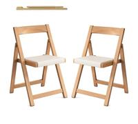 CHANGLKJ Ensemble De 2 Chaises Pliantes en Bois, Rembourrées Et Pliables, Résistantes Aux Intempéries, sans Montage, Légères, Idéales pour La Cuisine, Le Bureau, Les Mariages Et Les Salles À Manger