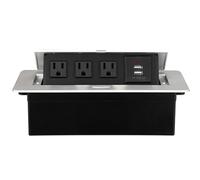 CHANGLKJ Prise De Bureau Escamotable, Encastrable pour Plan De Travail, avec 3 Prises Secteur Et 2 Ports USB, Matériau Isolant Ignifugé, Système À Ressort Amorti, pour Bureau, Plan De Travail