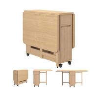 CHANGLKJ Table Pliante Extensible À Abattants, Ensemble Table Et Chaises Pliantes avec Tiroir Et roulettes, Montage Facile, Charge Maximale De 136 Kg, Design Compact Idéal pour La Cuisine, La Salle