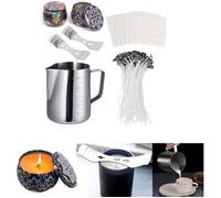 CHANGM 155pcs Kit de Fabrication de Bougie Chandelle Mèches de Bougie Pré-Cirées Support de Mèche Dots Mèche Autocollants Boîte