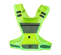 changmiao Gilet réflecteur LED Lumineux | Gilet Nuit Haute visibilité à 360° avec Feux Avant et arrière | Accessoires d'équipement Plein air Nuit avec 3 Modes pour la Course Nuit
