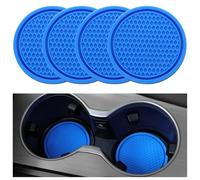CHANGNIANFA 4 Pièces Dessous de Verre pour Voitures pour Ford Focus 5-Türer 4 (IV) HN I 2018-2024 -, Porte-gobelets Voiture sous Verres Voiture Anti Dérapant Silicone Épais Coaster Voiture,Blue