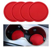 CHANGNIANFA 4 Pièces Dessous de Verre pour Voitures pour Ford Focus Limousine 3 (III) C346 I 2014-2018 -, Porte-gobelets Voiture sous Verres Voiture Anti Dérapant Silicone Épais Coaster Voiture,Red