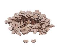 Changor Confettis en Forme de Cœur, 400 Pièces, Cœurs en Bois Durables pour Bricolage et Décoration de Mariage, Panneau de densité 2x1.5cm