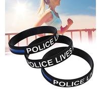 Changor Lot de 3 Bracelets en Silicone, Bracelets élastiques à la Mode | avec des Motifs de Lettres Uniques, Cadeau Résistant à L'usure pour Adultes, Style Ligne Bleue Durable, Largeur 1,2 Cm