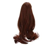 Changor Perruque Longue Bouclée Marron foncé pour Poupée BJD, en Soie Résistante à la Chaleur, pour Poupées de 8 à 9 Pouces, Aspect Princesse, Simulation du Cuir Chevelu, 1/3