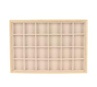 Changor Plateau de rangement pour bijoux, résistant aux rayures douces 24 grilles Plateau à bijoux léger pour bijouteries pour colliers pour montres pour bracelets(Beige)