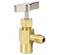 Changor Réfrigérant Bouteille Ouvreur, Soupape Bouteille Ouvreur Précision Fil Concevoir Fait de Laiton et Inoxydable Acier 1/4" SAE et 1/2" Acmé pour Air Conditionneur Collecteur