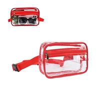Changor Sac à Bandoulière Transparent en PVC, Sac de Taille de Poitrine Transparent à Sangle Réglable, Petite Taille mais Assez Grand pour Le Travail, la Salle de Sport et Les Voyages (Rouge)