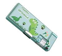 Changor Sac à Crayons de Grande capacité, Style Dessin animé Mignon, avec Taille-Crayon intégré pour L'école des Enfants, Matière Plastique (Dinosaure)