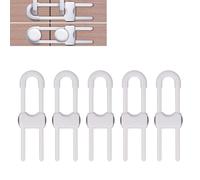 Changor Serrures D'armoire de sécurité pour Enfants, Verrous à épreuves pour bébé Réglables en Forme de 5pcs pour les Tiroirs, Poignées de Meubles, sécurité pour Animaux de Compagnie (Blanc)