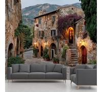 CHANGPHG Papier peint mural intissé de ville italienne, paysage de fleurs de rue de Toscane, décoration murale panoramique 390x260 cm(Peru,400x280cm)