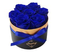 Changshunqi Fleurs préservées, véritables roses dans la boîte pour toujours, pétales de rose éternels durent 2 à 3 ans, roses d'anniversaire, cadeaux d'anniversaire pour femme, maman, épouse, elle
