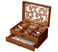Changsuo Boîte à bijoux en bois pour femme avec tiroirs, petit organisateur de rangement de bijoux