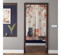 ChangTsing Rideau de Porte Japonais Noren 65 x 90 cm Coton et Lin Japonais RéTro Rideau de Porte Chaton Mignon - 4 pour Cuisine, Chambre, Salle de Bain