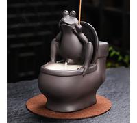ChangWanna Porte-encens brûleur d'encens Grenouille - brûleur d'encens en céramique à cône avec Fontaine de fumée, diffuseur d'encens à refoulement, livré avec 45 bâtonnets et 15 cônes