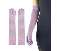 changyexi Gants transparents élégants pour femme, gants en maille tulle, dentelle, parfaits pour l'opéra, les célébrations de Noël, lavande, taille unique