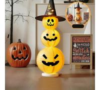 CHANGYUE Lampe Lanterne Citrouille Halloween, Décoration LED 3 m pour Table et Intérieur/Extérieur (3 Citrouilles)