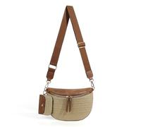 CHANGYUE Sac à bandoulière à la mode en cuir PU Sac à poitrine de paille élégant (marron)