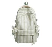 CHANGYUE Sac à dos femme rayé bloc couleur avec pendentif | Sac d'école léger et décontracté, bretelles rembourrées réglables, fermeture éclair multi-poches