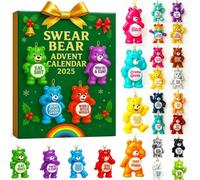 CHANGYUE Swear Bear Calendrier de l'Avent 2025, compte à rebours de Noël 24 jours, décoration animaux 2D avec jurons et humour, cadeau original Halloween