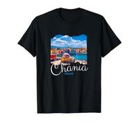 Chania Crète Grèce Souvenir/Grèce Chania T-Shirt Graphique avec Valeur, Homme, Noir, S